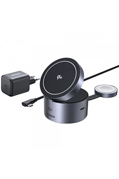 Ugreen Incarcator Retea Wireless W712 (65148) 3in1, 25W, 1.67A, Gri