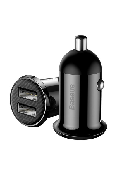 Baseus Încărcător auto (CCALLP-01) - 2x USB, Design mini, 4.8A - Negru, încărcare rapidă
