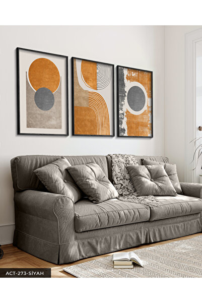 Evinemoda Αφηρημένη Τέχνη 3 Τεμάχια Μαύρος Ξύλινος Πίνακας ACT