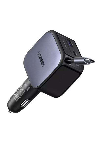 OEM UGREEN - Φορτιστής Αυτοκινήτου Ec603 (55909B) - Με Ανασυρόμενο Καλώδιο US...