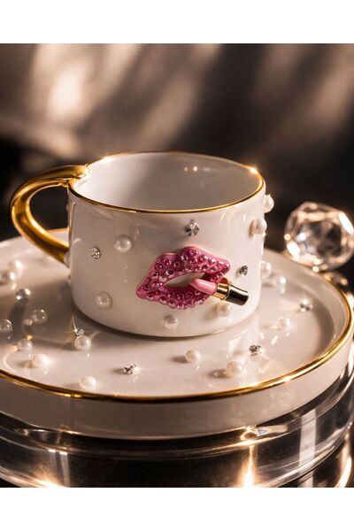 luxurychampagnetr Turkish Coffee Cup with Stone Lip Design – Premium Gift