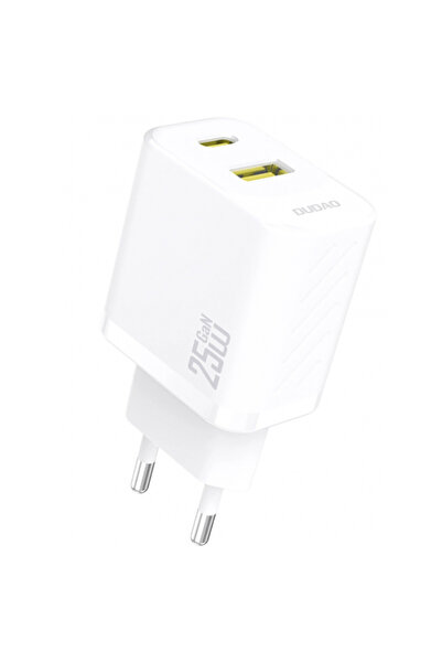 OEM Dudao A26t Τροφοδοτικό, 25W, 3A, 1 Θύρα USB-A - 1 Θύρα USB-C, Λευκό