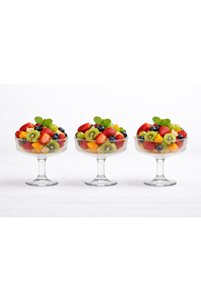 Kitchen Line 3-Piece Stylish Glass-Legged Presentation Bowl – Decorative Serv...