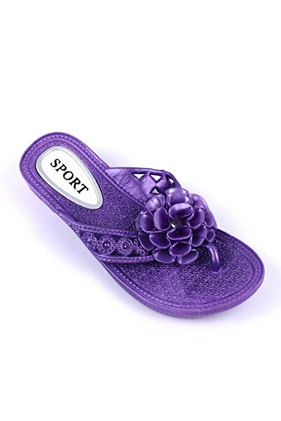 mm Papuci de dama, flip -flop , cu decor floare LB-A52-PURPLE
