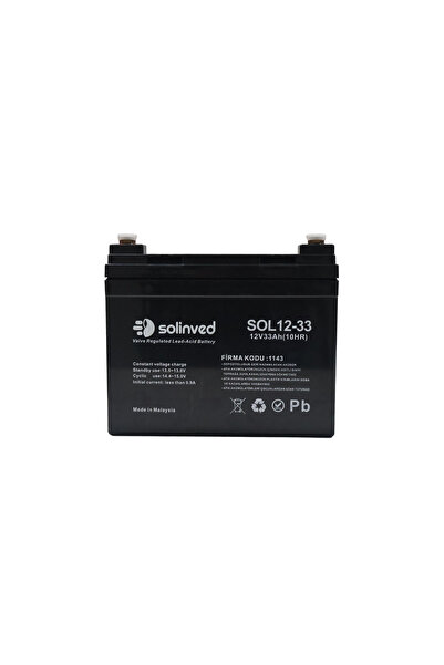 SOLİNVED 12 Volt 33 Amper Kuru Tip Akü (2025 Tarihli)