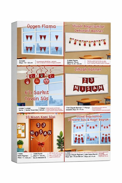 bakgelal Σετ διακόσμησης 23 Απριλίου 120 τεμαχίων Πανό Σημαία Μπαλόνι Κρεμαστ...