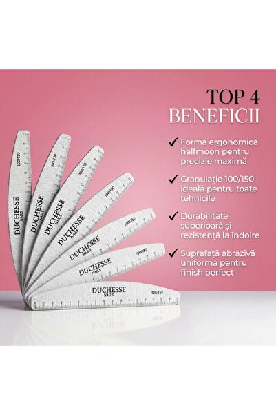 Duchesse Nails Σετ 25 Επαγγελματικών Λιμών Νυχιών, Ημισεληνοειδής, Αντοχή 100...