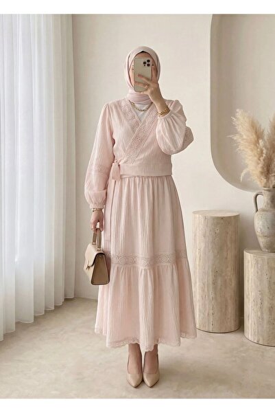 VOLT CLOTHİNG GÜPÜRLÜ BELDEN BAĞLAMALI ETEKLİ TAKIM