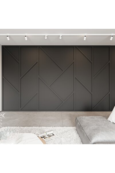 Decomacro Modern Geometrik Duvar Çıtası – Asimetrik Dekoratif Panel Tasarımı