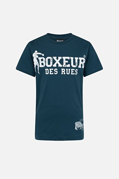 Boxeur Des Rues Ελαστικό μπλουζάκι με λογότυπο για αγόρια, πετρολ πράσινο