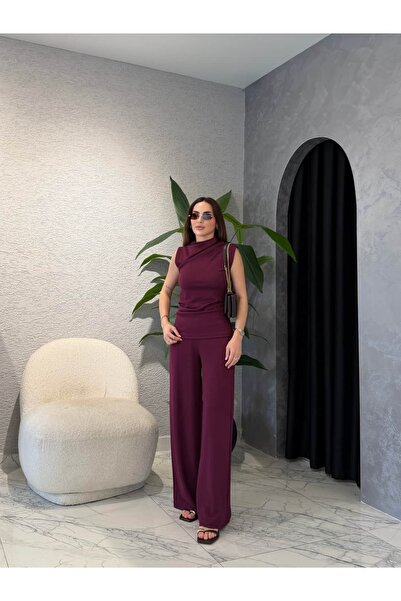 By Merve Darende Drape Detay Bluzlu İkili Modal Takım