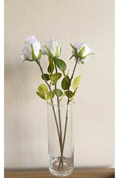 YASİMA Μπουκέτο με 3 Μονόκλωνα Λευκά Τριαντάφυλλα με Υγρή Υφή 40 εκ.