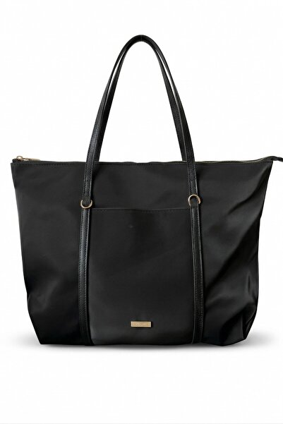 VELLABAGS Women's Black Large Size Shoulder Bag – Zippered Daily Tote Bag