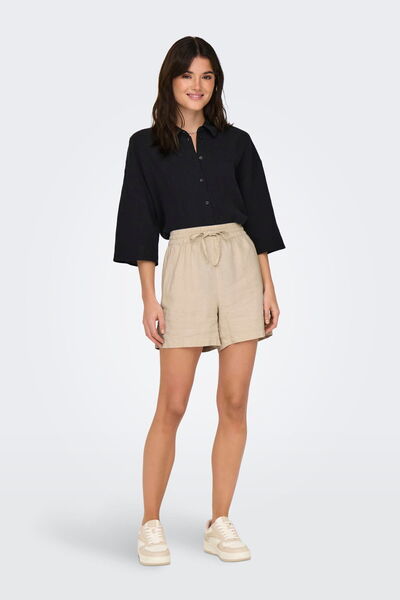 ONLY JDY Γυναικείο Σορτς Ψηλόμεσο Κανονικής Εφαρμογής από Λινό Μείγμα