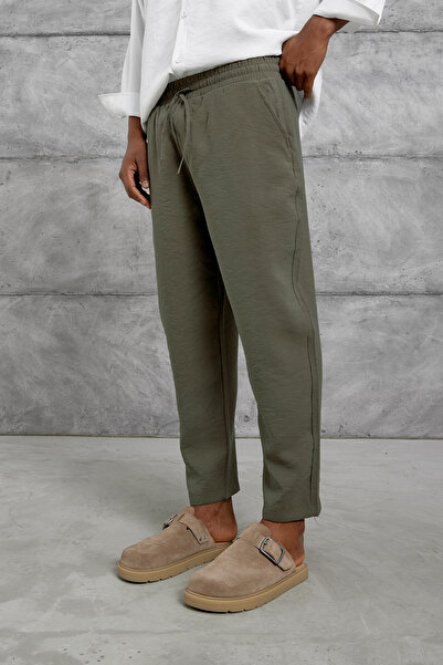 NOMARC Χακί ΠΑΝΤΕΛΟΝΙ ΑΠΟ ΥΦΑΣΜΑ MODAL ΤΥΠΟΥ BOYFRIEND ΜΕ ΕΛΑΣΤΙΚΗ ΜΕΣΗ