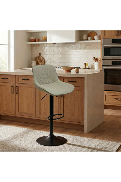 Ebticar Beige faux leather bar stool with a padded design