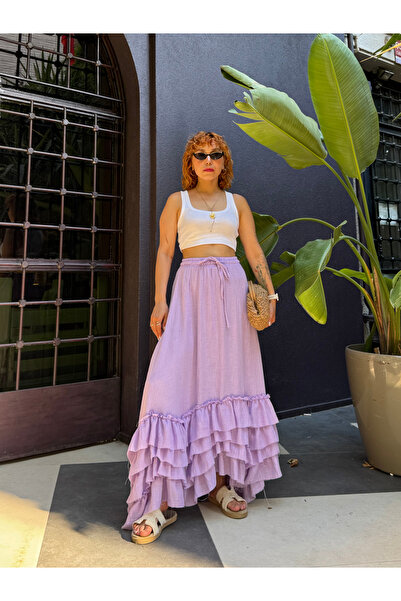 Bak'ap Premium βολάν με στρώσεις από 100% βαμβακερή μουσελίνα μποέμ φούστα