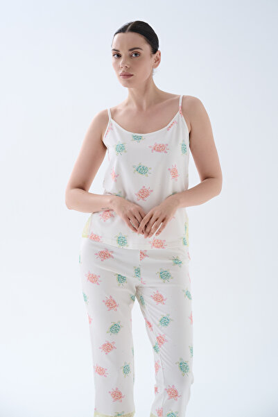 Hays Kadın Pamuklu Ayarlanır İp Askılı Dantel Detaylı Atlet Pijama Üstü