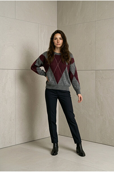 Fix Modalife Γυναικείο πλεκτό πουλόβερ με σχέδιο μπακλαβά και λαιμόκοψη ποδηλ...