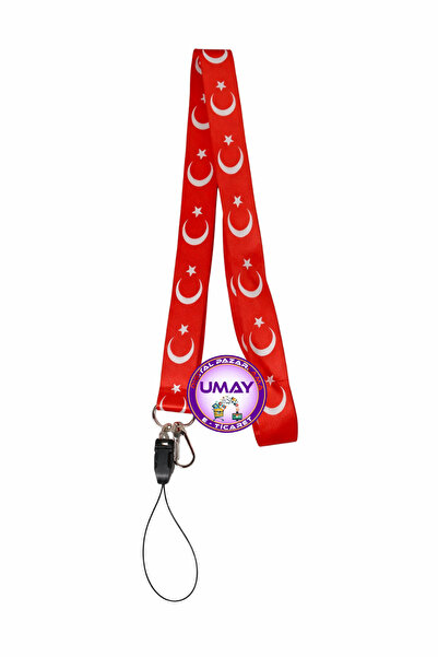 MORMAVİ Κορδόνι τηλεφώνου με τουρκική σημαία, ρυθμιζόμενο λουράκι λαιμού, ασφ...