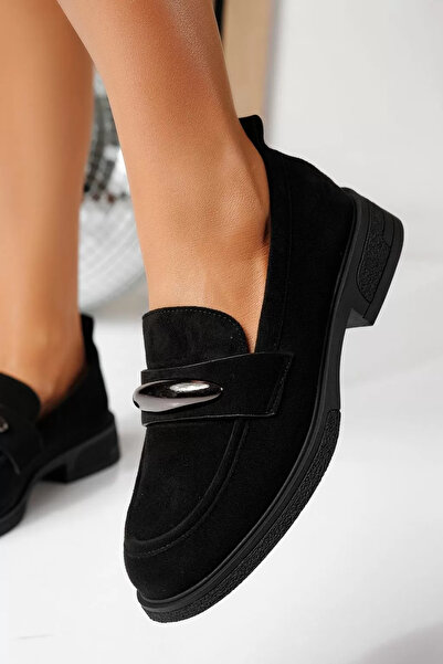 Zaira Pantofi casual dama negri din piele ecologica intoarsa Chiara #24908 - 39