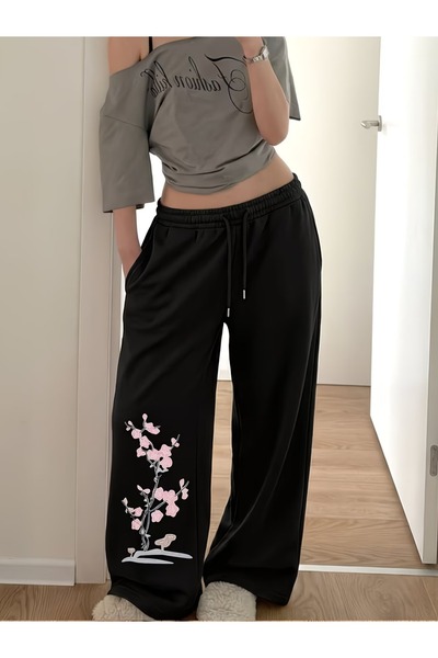Toum Japan Sakura Printed Oversize Baggy Sweatpants