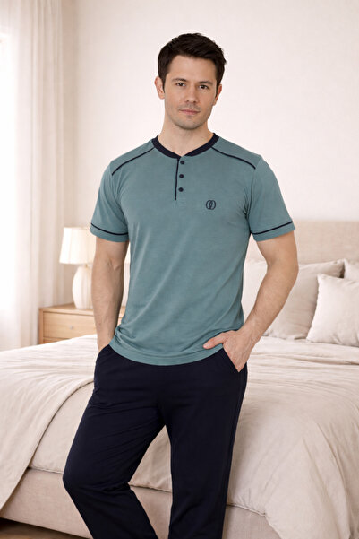 FORMO Premium Men's %100 Natural Cotton Ribbed High Quality Buttoned Short Sl...