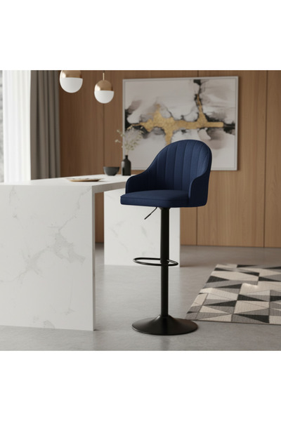 Ebticar Dark blue fabric bar stool with an elegant look