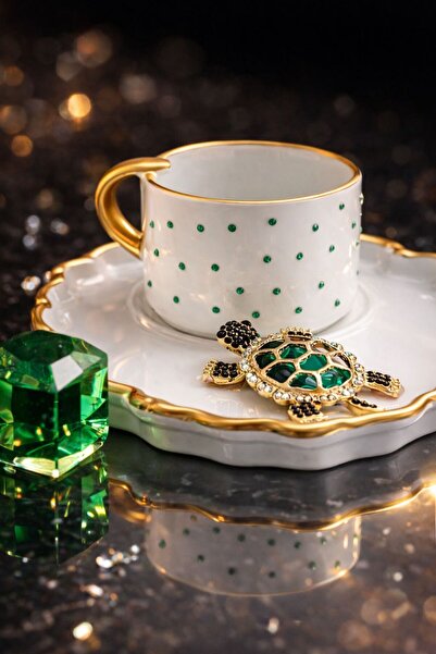 luxurychampagnetr Turkish Coffee Cup with Stone Turtle Figure – Luxurious Dec...