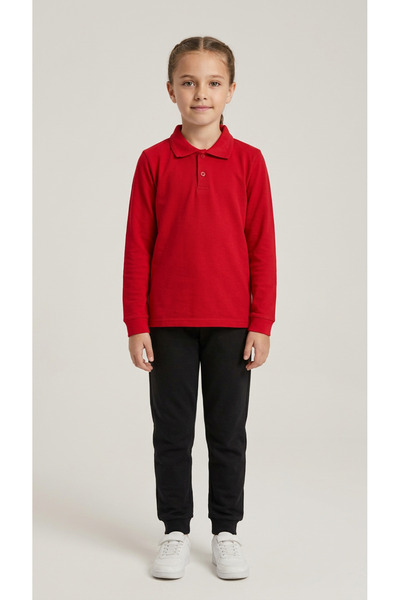 Mışıl Kids Σχολικό μακρυμάνικο πόλο για κορίτσια με γιακά Lacoste