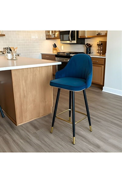 Ebticar Blue bar stool with an elegant design and fixed back