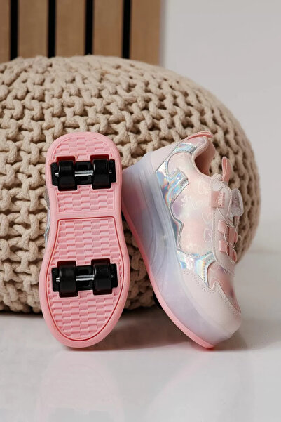 Zaira Ροζ υφασμάτινα σνίκερς με ροδάκια Helys3 # 24869 - 30