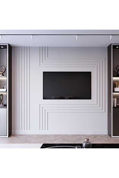 Decomacro Boyanabilir Duvar Çıtası – TV Ünitesi Arkası Modern Geometrik Çerçe...