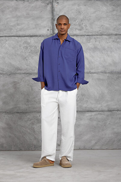 NOMARC Индиго овърсайз риза от модален плат