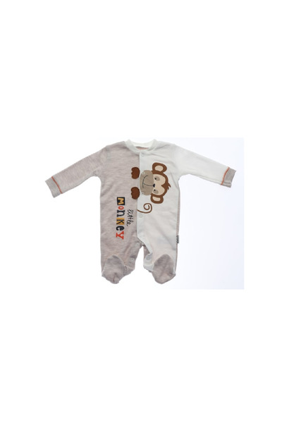 Orlandokids White and gray monkey jumpsuit for babies, cotton