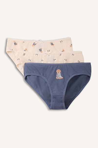 DeFacto Printed Combed Cotton 3-Piece Slip Panties for Girls H0814A826Sp