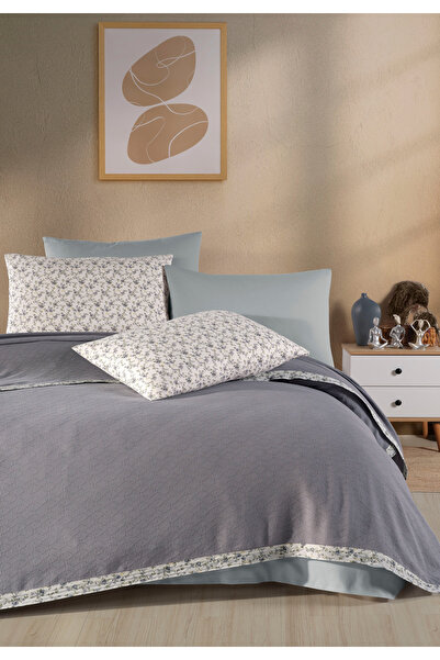 Monolisse 100% Βαμβακερό Olivia Σετ Πικέ Διπλό Σκούρο Γκρι 200 x 230 εκ.