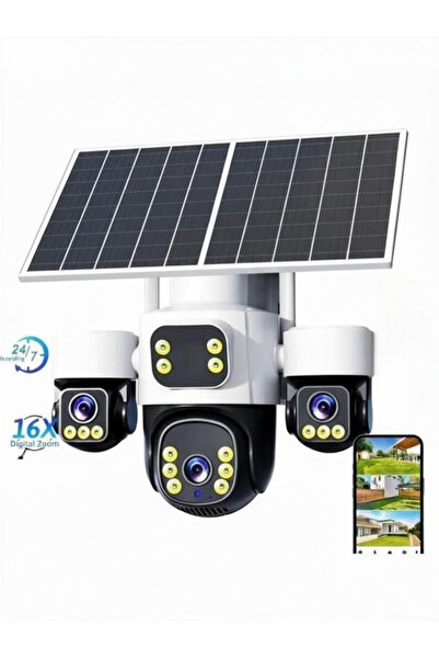 inox -X13 3LENS ESİM ÇİFT PANELLİ FULL RENKLİ 4G SOLAR KAMERA