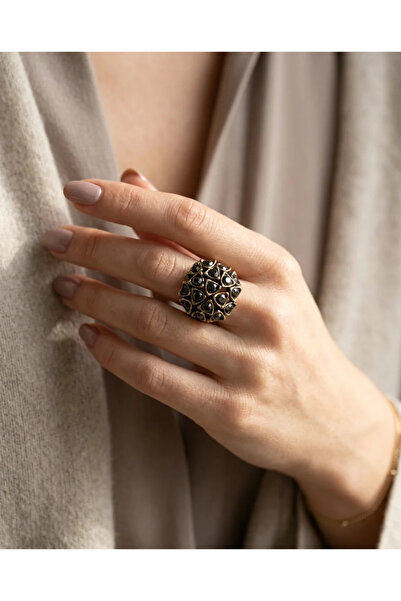 Dorvina Bronze Ring Authentic Jewelry Black Crystal Stone Topaz Model Adjusta...