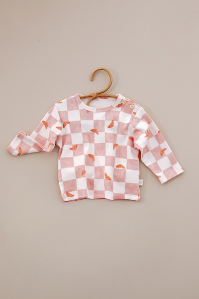 Oh La La Koala For Little Ones Checkered Croissant Patterned Button Detailed ...