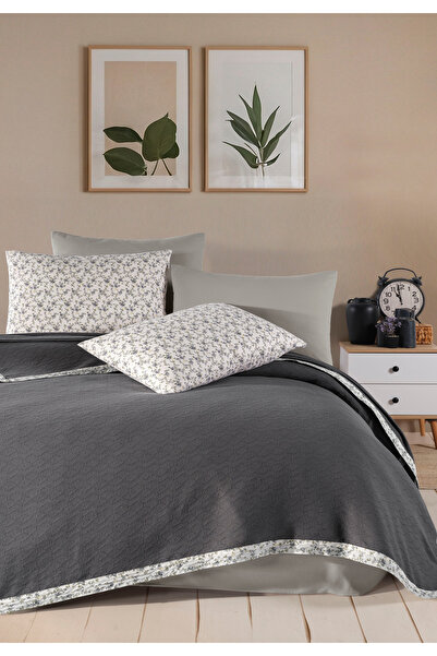 Monolisse 100% Βαμβακερό Olivia Σετ Πικέ Διπλό Ανθρακί 200 x 230 εκ.