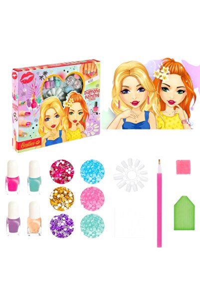 Besties Δημιουργικό σετ μανικιούρ με αστραφτερά στρας, 4 βερνίκια νυχιών & αξ...