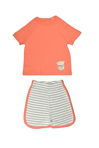 OrganicKid Snack Bebek Turuncu T-shirt Şort Set 2'lİ