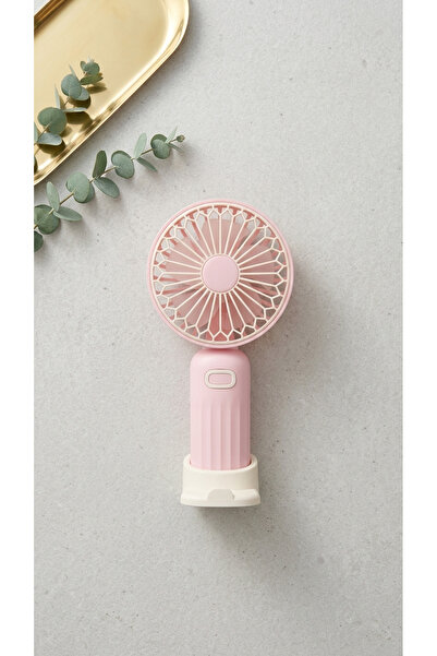 PORLİSMA Mini El Fanı Pastel Pembe Kompakt Tasarımlı, USB Şarjlı Güçlü Taşına...