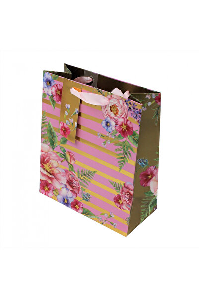 Eurowrap Χάρτινη Τσάντα M Ριγέ Φλοράλ Καινούργια