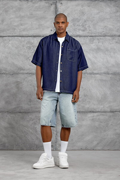 NOMARC Тъмносиня овърсайз риза от деним