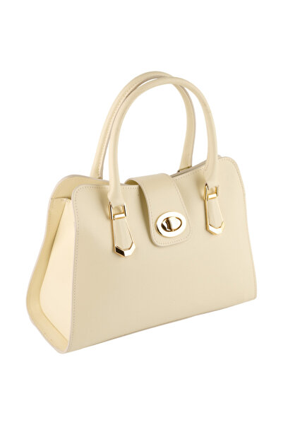 AZZURA Geantă Analisa din piele 100%, culoare fildeș.
