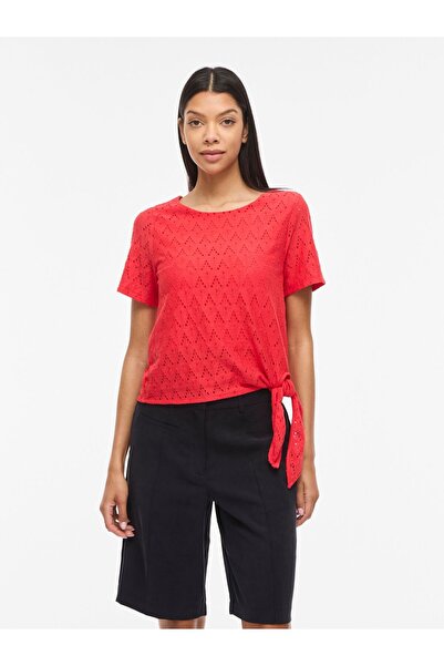 VILA Top s krátkým rukávem VIAMALINA s kulatým výstřihem