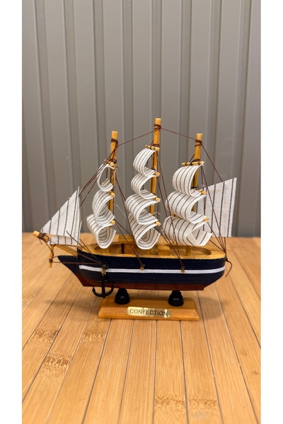 Snow Homs Genişlik(16cm) Ahşap El Yapımı Yelkenli Model Biblo, Dekoratif Masa...