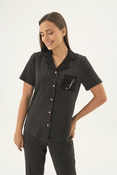 Sevim 17649 Women's Printed Buttoned Pajama Set